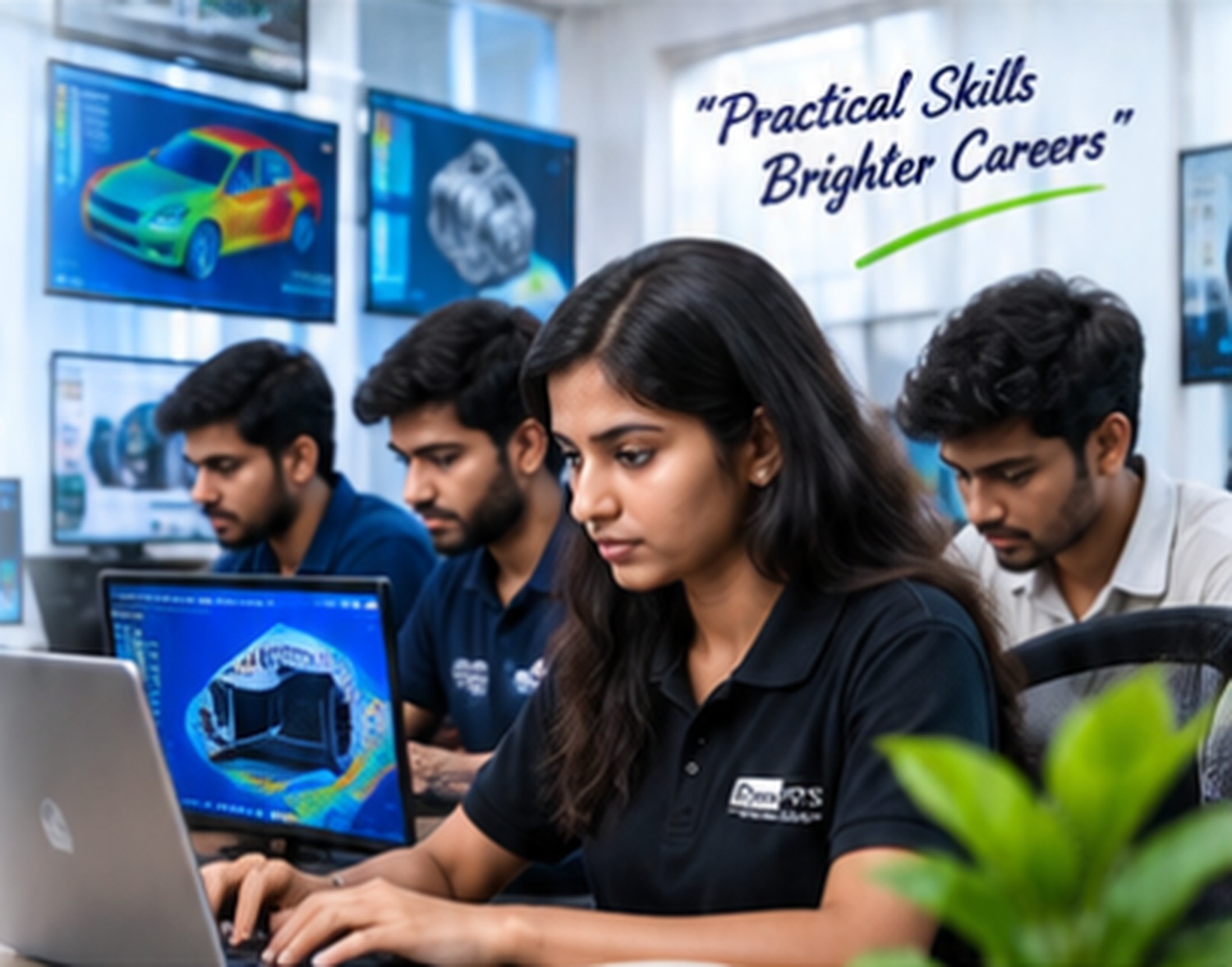 Students learning engineering software